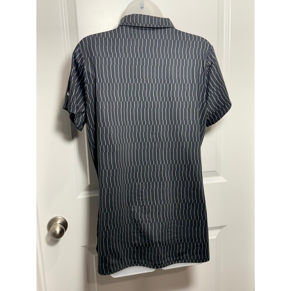 Nike Golf Dri-Fit Women's Large Black Geometric Print Short Sleeve Polo Shirt - Picture 4 of 10